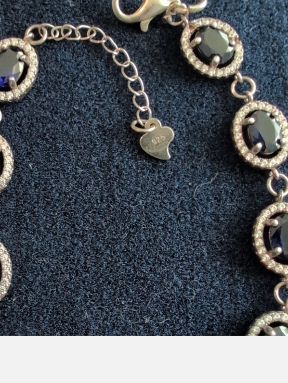 BLUE Sapphire Tennis Bracelet 925 Sterling Silver Bracelet Diamond Chip - Picture 11 of 16